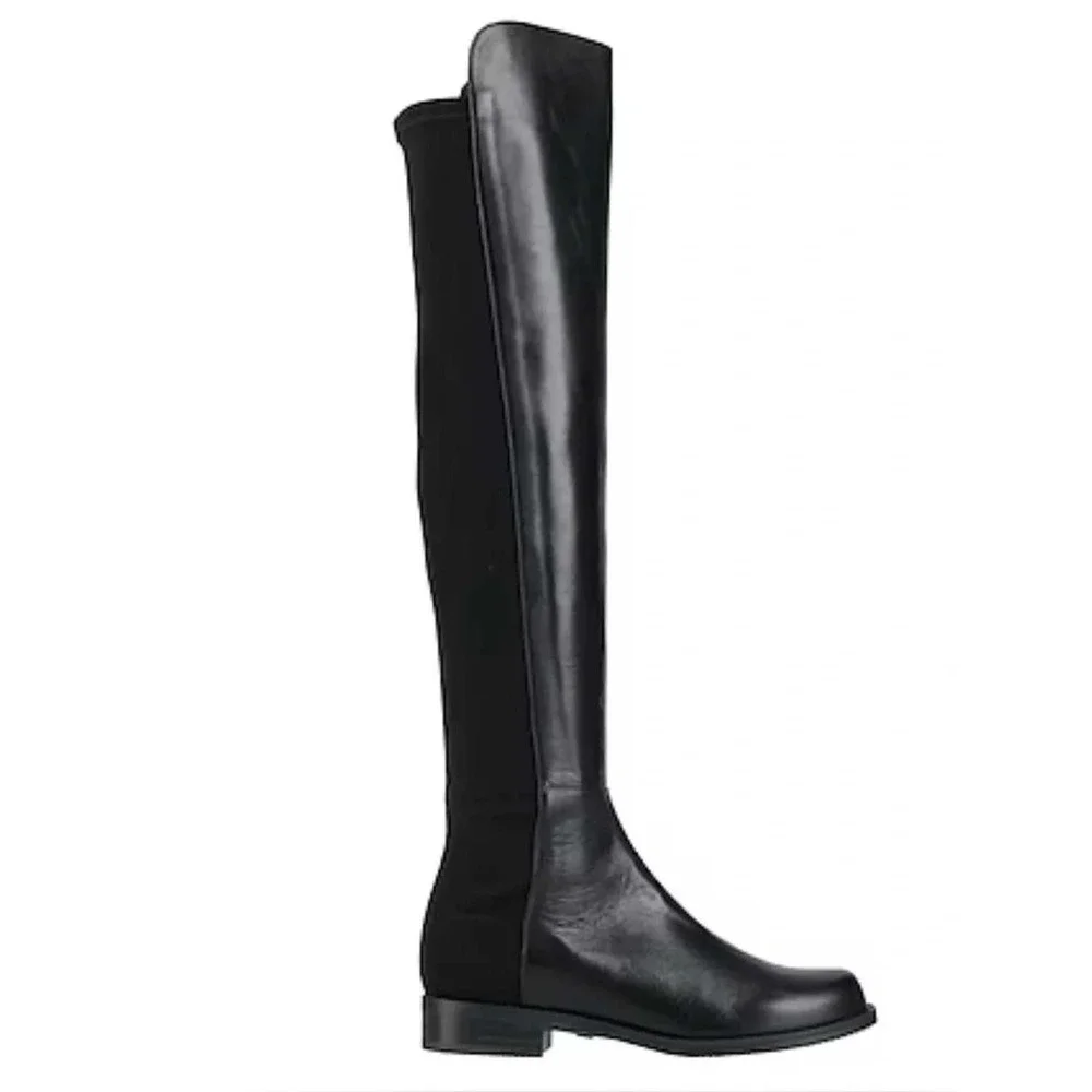 Stuart Weitzman 5050 Over the Knee Boots Black Leather Size 9.5